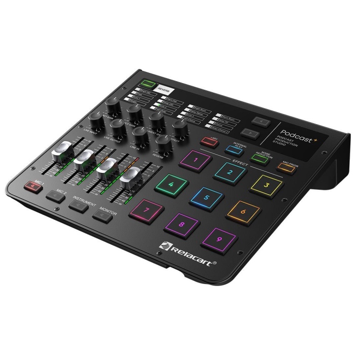 Relacart 12 001 Podcast+ Production Studio Canlı Yayın Ses Mikseri | Hepsi Bir Arada Podcast Mikseri ve Ses Kartı